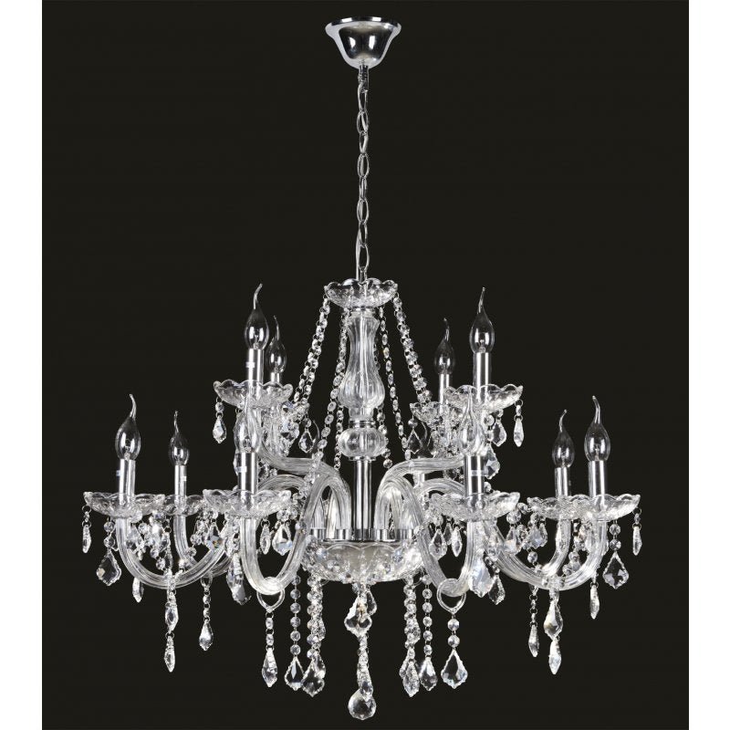 Lustre de Cristal Maria thereza 12 Braços Cristal Transparente ...