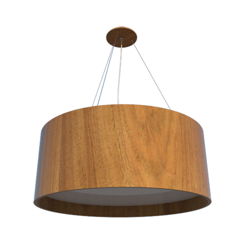 Lustre Pendente Cilíndrico 60x22cm em Madeira Louro Freijó