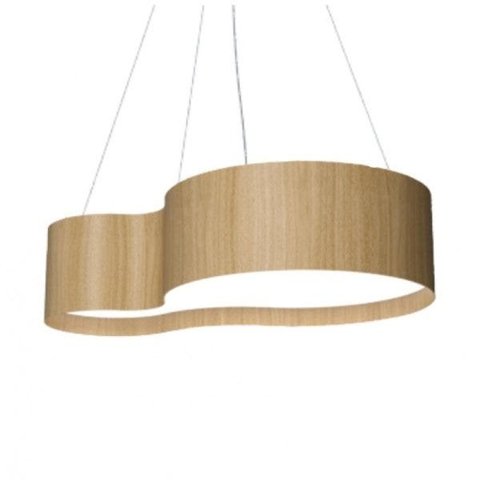 Lustre Pendente Semi cilíndrico 75cm em Madeira Louro Freijó