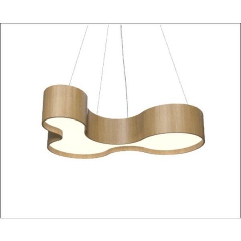 Lustre Pendente Semi Cilíndrico 80cm em Madeira Louro Freijó