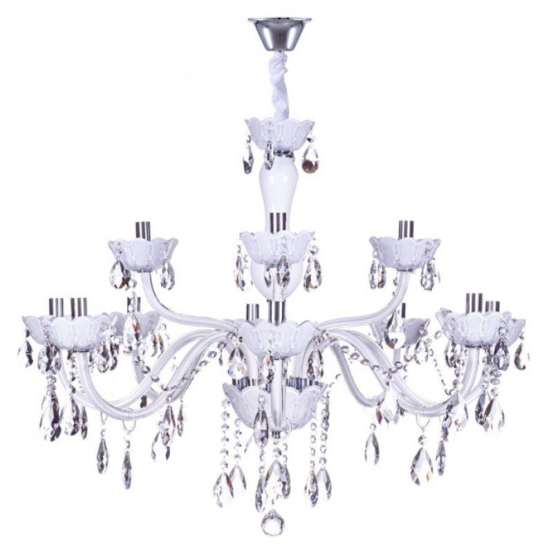 Lustre de Cristal Maria Thereza 12 Braços Branco Arquitetizze ...