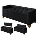 Ver imagem 1 de Recamier Baú Decorativo California 1,50m Sofá Premium para Cama Casal Estilo Estofado Cor Preto