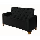 Ver imagem 4 de Recamier Baú Decorativo California 1,50m Sofá Premium para Cama Casal Estilo Estofado Cor Preto