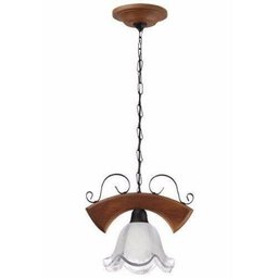 Pendente Rústico 1 Lâmpada Canga Madeira e Vidro Tecla Country Madelustre - 1