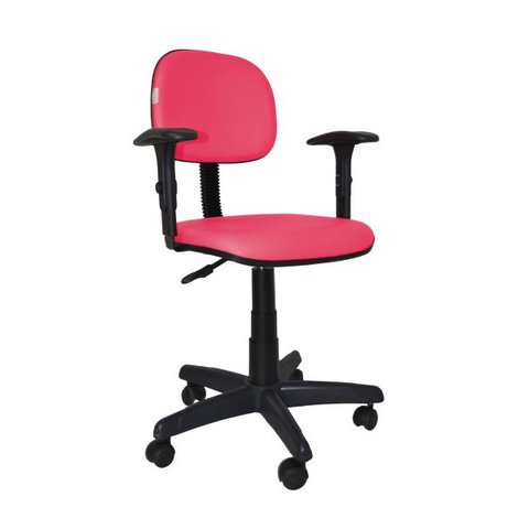 Cadeira Secretaria Bolt com Braco Regulavel - Couro Sintetico Corano - Pink