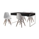 Ver imagem 6 de Mesa Jantar Industrial Retangular Filadélfia Preta 137x90cm Base Ferro Branco com 4 Cadeiras