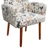 Poltrona Decorativa Veronês Para Sala Recepção Floral Bege D01 - D'rossi - 3