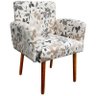 Poltrona Decorativa Veronês Para Sala Recepção Floral Bege D01 - D'rossi - 1