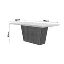 Ver imagem 4 de Mesa de Sala Jantar Luna com Tampo 180x90cm Madeirado Vidro Canto Curvo - Imbuia/ripado 3d/off White