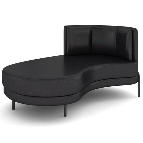 Chaise Longue Divã 164cm Braço Esquerdo Logus D06 Sintético Preto - Mpozenato