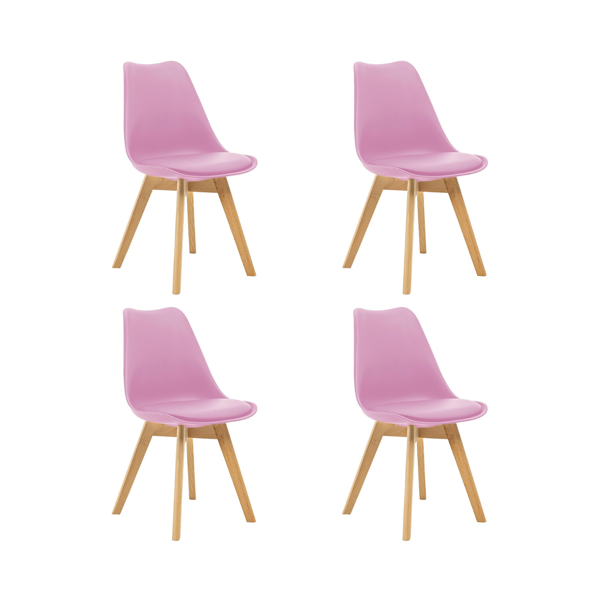 Kit 4 Cadeiras Saarinen Wood Com Estofamento Várias Cores - Rosa - 1