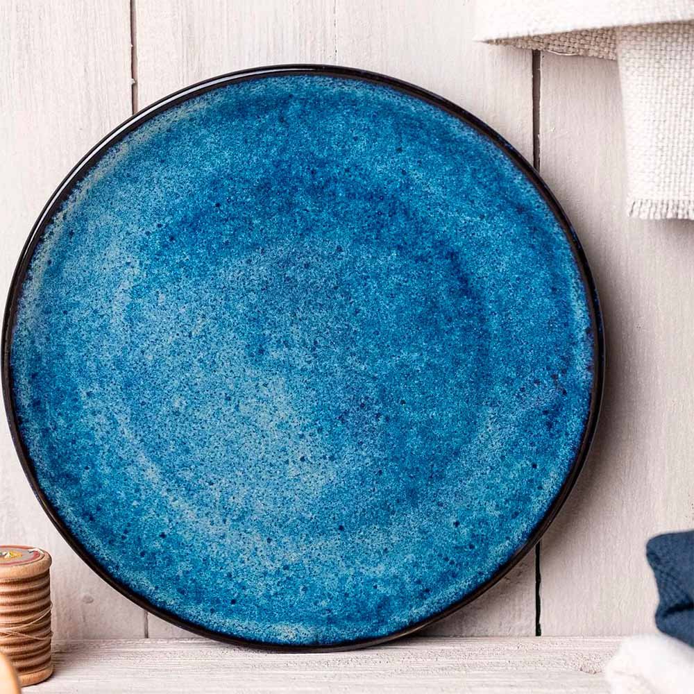 Conjunto de Pratos de Bolo 6 Peças Cerâmica Stoneware Azul Jeans Porto Brasil - 2