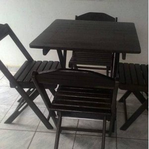 Conjunto de Mesa com 4 cadeiras cor TABACCO Marcenaria Aliberti 01