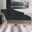 Ver imagem 2 de Recamier Divã Pés Palito para Sala Cecilia 1.60cm Suede Preto - Incasa Decor
