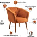 Ver imagem 3 de Jogo 2 Poltronas Estofadas Tecido Veludo Elegante para Sala de Espera Aconchegante Pés de Madeira Re