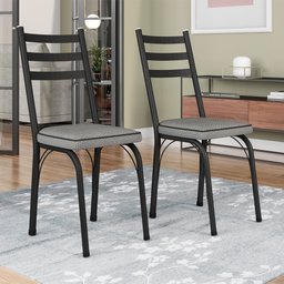 Conjunto Com 2 Cadeiras Tubular Europa 141 Preto Fosco Assento Platina Artefamol 11923 - Cadeira 141 - 1