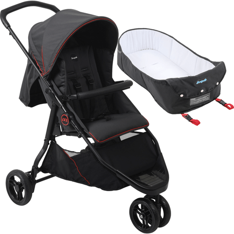 Carrinho de Bebe 3 Rodas com Moises Ninho Burigotto Cr3 Gray Red