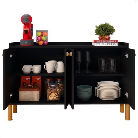 Aparador 4 Portas Moderno Buffet Organizador Louças Cantinho do Café Decoração Sala Cozinha Rpm