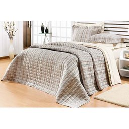 Kit Cobre Leito Casal Queen 03 Peças Versátil Verde Listrado - Bernadete Casa - 1