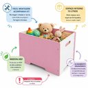 Ver imagem 3 de Bau Cesto Roupas Quarto Criança Puff em Madeira Rosa Organizador Sapatos Multiuso Meninas