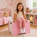 Ver imagem 5 de Bau Cesto Roupas Quarto Criança Puff em Madeira Rosa Organizador Sapatos Multiuso Meninas