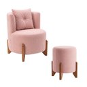 Ver imagem 7 de Kit Poltrona e Puff Luna Decorativa Curvo Orgânico Boucle Rosa Montanaris Decor