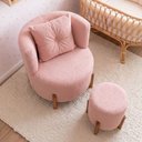 Ver imagem 6 de Kit Poltrona e Puff Luna Decorativa Curvo Orgânico Boucle Rosa Montanaris Decor