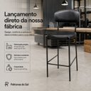 Ver mais imagens de Banqueta Alta Antonella Preta com Encosto Estofado e Estrutura em Aço Kit 2 Peças