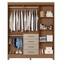 Ver imagem 3 de Guarda Roupa Solteiro Aruba 6 Portas e 4 Gavetas Carvalho/fendi - Moval