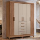 Ver imagem 2 de Guarda Roupa Solteiro Aruba 6 Portas e 4 Gavetas Carvalho/fendi - Moval