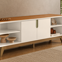 Ver imagem 4 de Rack Bancada Campinas Off White/Canela para TV até 75” - Mobler