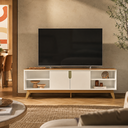 Ver imagem 6 de Rack Bancada Campinas Off White/Canela para TV até 75” - Mobler