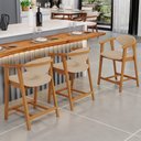 Ver imagem 2 de Kit 04 Banquetas Baixa para Cozinha Sala Jantar Bancada Cecília L02 Linho Bege Escuro - Lyam Decor