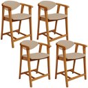Ver imagem 1 de Kit 04 Banquetas Baixa para Cozinha Sala Jantar Bancada Cecília L02 Linho Bege Escuro - Lyam Decor