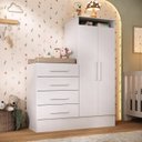 Ver imagem 1 de Cômoda 4 Gavetas 2 Portas Primeiro Sonho Branco Espresso Móveis