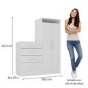 Ver imagem 3 de Cômoda 4 Gavetas 2 Portas Primeiro Sonho Branco Espresso Móveis