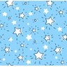 Papel de Parede estrelas brancas,,. contorno, estrelas brilhantes com raios em um campo azul claro.  - 1