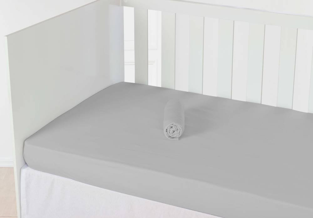 Kit 2 Lençol para Berço de Malha 100% algodão Americano Conforto de Bebê Cinza