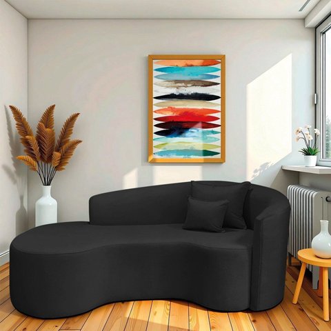 Recamier Curvo Orgânico 200cm 3 Lugares Lado Esquerdo para Sala de Estar Bouclé Londres
