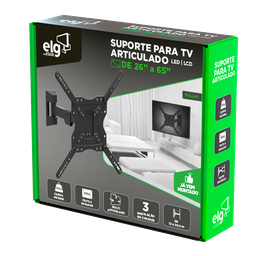 Suporte Articulado para Tv, Elg, Full40, para Tvs de 26" a 65", Inclinação, Ajuste de Nível, Preto - 4
