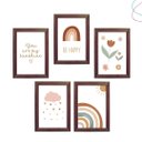 Ver imagem 3 de Kit 5 Quadros Decorativos Arco-íris Boho Escandinavo:pinus