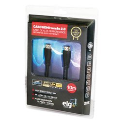 Cabo Hdmi 2.0v, Elg, Hs20100, 10 Metros, 3d Ready, 4k Ultrahd - 5