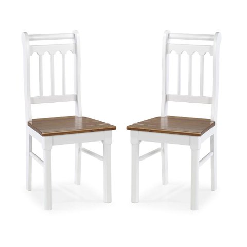 Conjunto De 2 Cadeiras de Madeira Maciça BRANCO