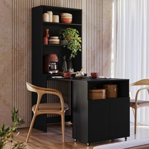 Mesa Eron 2 Portas com Estante Preto