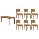 Ver imagem 1 de Sala de Jantar Completa Londrina C/ Tampo Madeirado Canto Curvo 180x90cm e 6 Cadeiras Havana