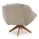 Ver imagem 4 de Kit 02 Poltronas Califórnia Giratória Veludo Bege Base de Madeira - Pallazio