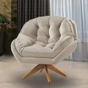 Ver imagem 2 de Kit 02 Poltronas Califórnia Giratória Veludo Bege Base de Madeira - Pallazio