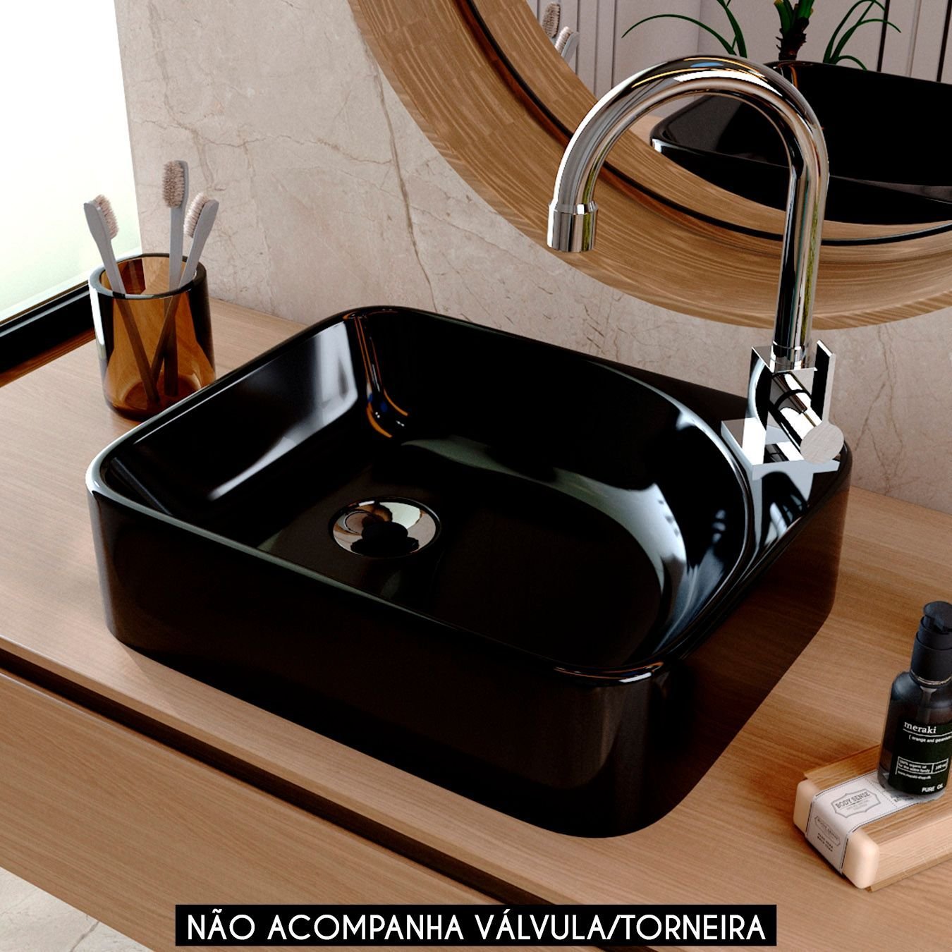 Cuba Pia para Banheiro Retangular 36cm Jasmin C08 Preto - Mpozenato - 2