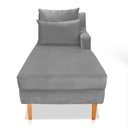 Ver imagem 5 de Divã Chaise Chloe 1,60M Veludo Pés Chanfrado Castanho - Cinza
