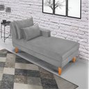 Ver imagem 2 de Divã Chaise Chloe 1,60M Veludo Pés Chanfrado Castanho - Cinza